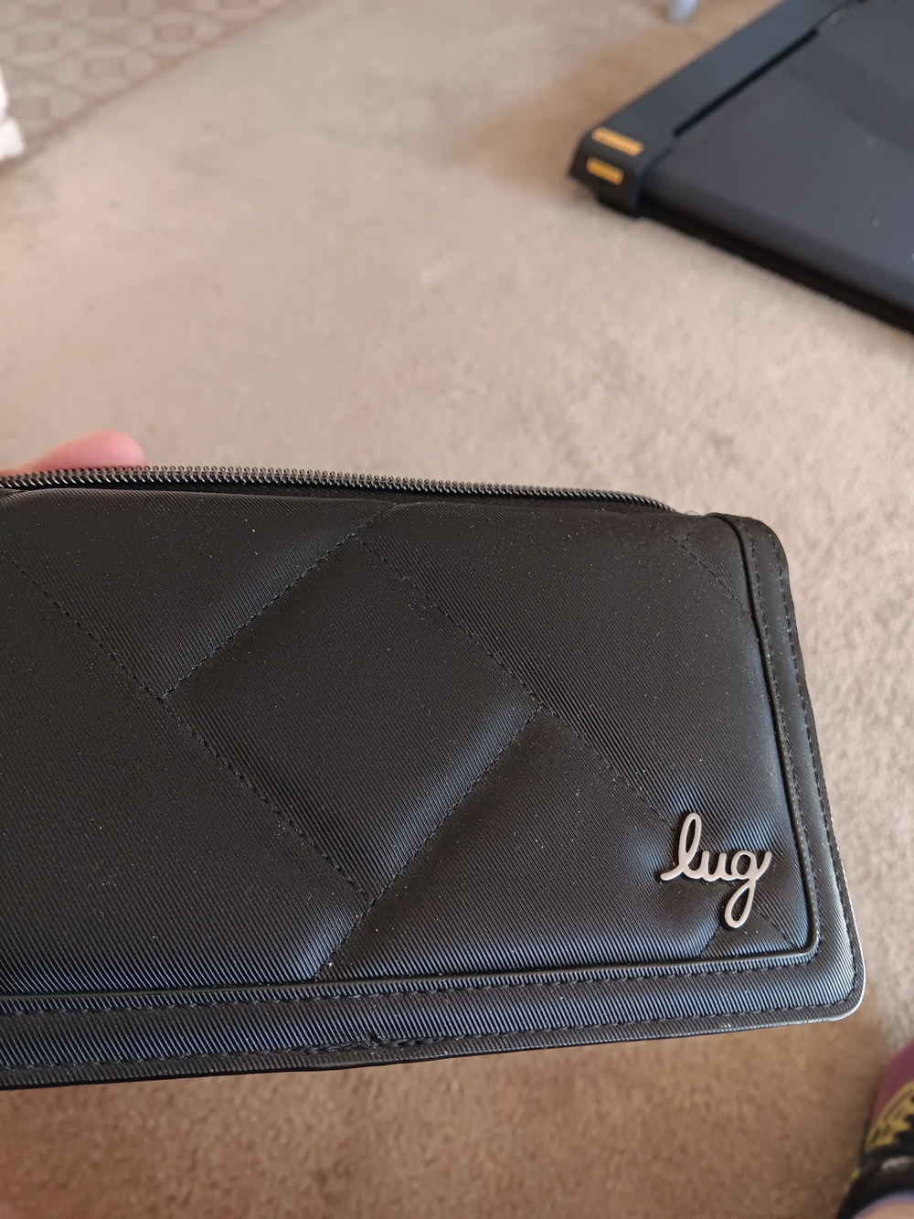 lug Quilted Black Zip Wallet